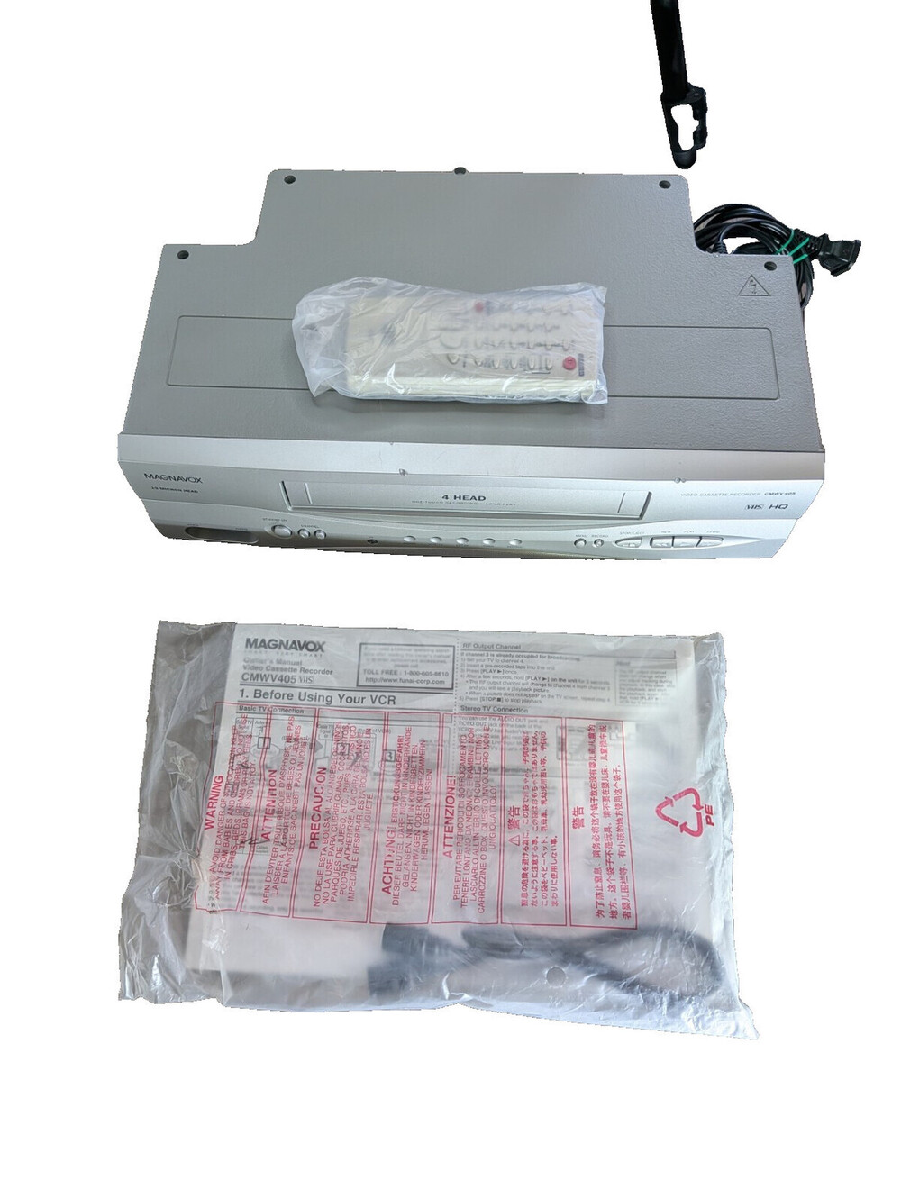 Magnavox CMWV405 VCR VHS Player & Recorder W Remote And Manuel Sealed